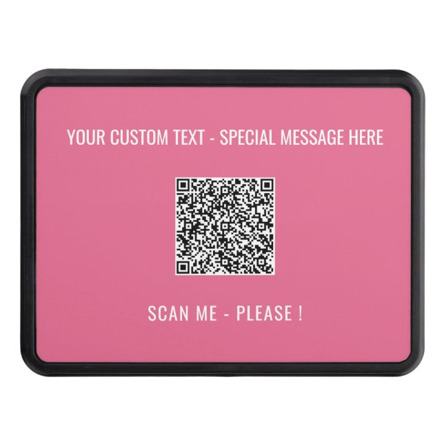 Your QR Code Scan Info Custom Text Hitch Cover (Front)
