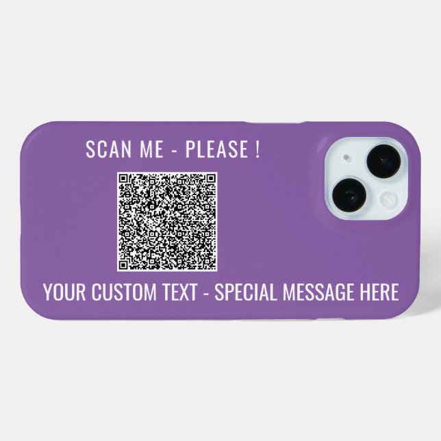 Your QR Code Scan Info Custom Text iPhone Case (Back (Horizontal))