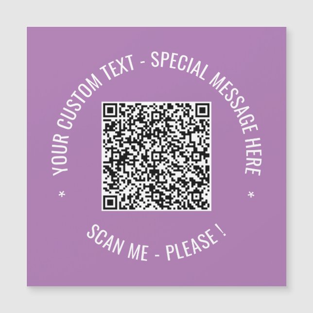 Your QR Code Scan Info Custom Text Magnetic Card (Front)