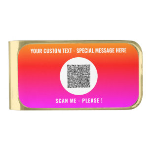 Your QR Code Scan Info Custom Text Money Clip