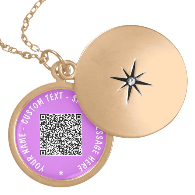 Your QR Code Scan Info Custom Text Name Necklace (Front)
