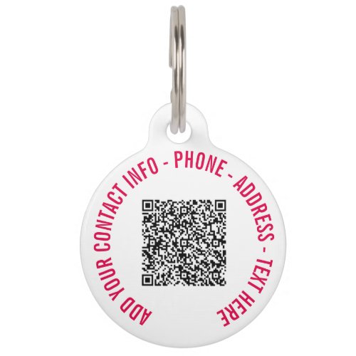 Your QR Code Scan Info Custom Text Name Pet ID Tag
