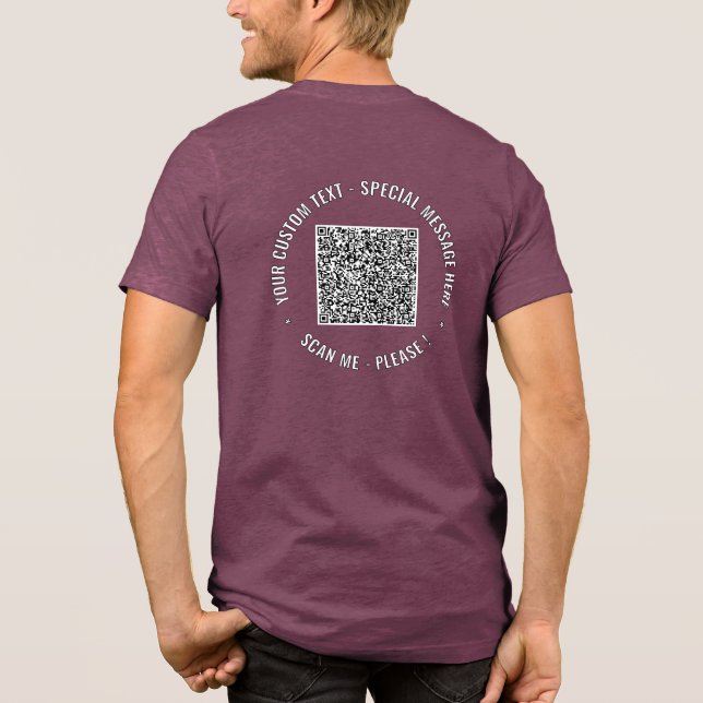 Your QR Code Scan Info Custom Text Personalized Tri-Blend Shirt (Back)