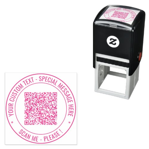 Your QR Code Scan Info Custom Text Round Stamp