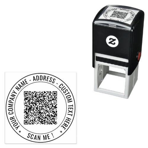 Your QR Code Scan Info Custom Text Round Stamp