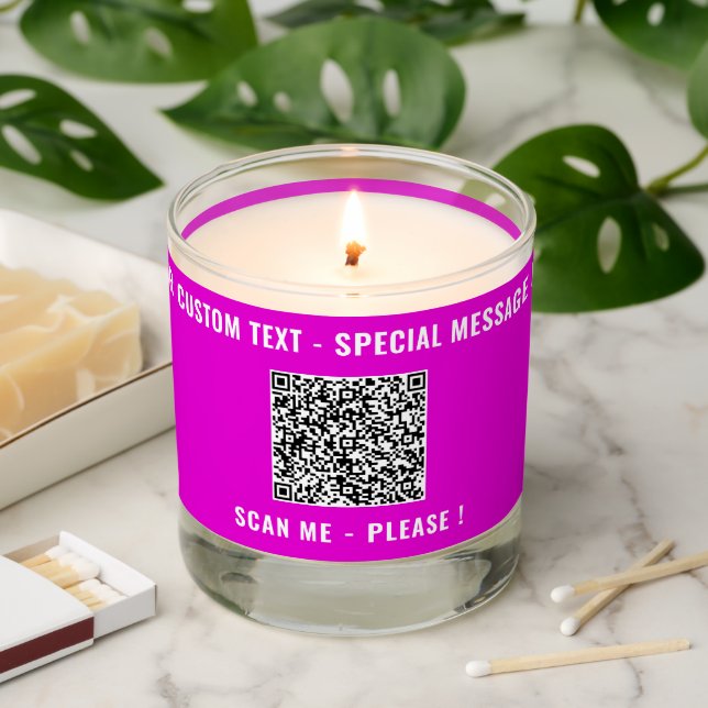 Your QR Code Scan Info Custom Text Scented Candle (Lit)