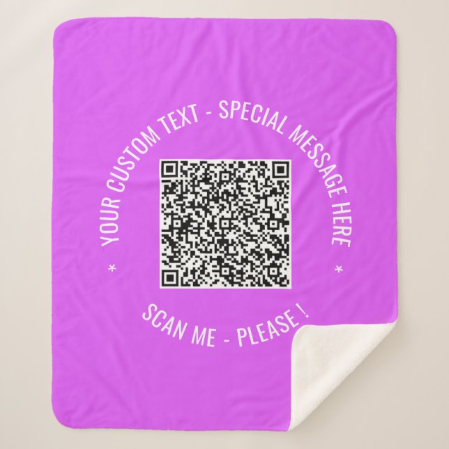 Your QR Code Scan Info Custom Text Sherpa Blanket (Front)
