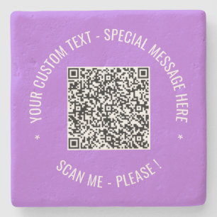 Your QR Code Scan Info Custom Text Stone Coaster