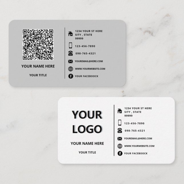 Your QR Code Scan Info Logo Text Business Card (Front/Back)