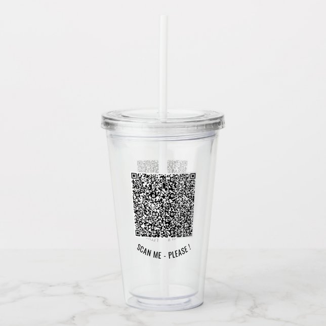 Your QR Code Scan Info Text Acrylic Tumbler (Front)