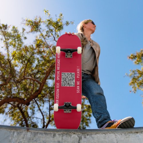Your QR Code Scan Info Text and Colors Skateboard