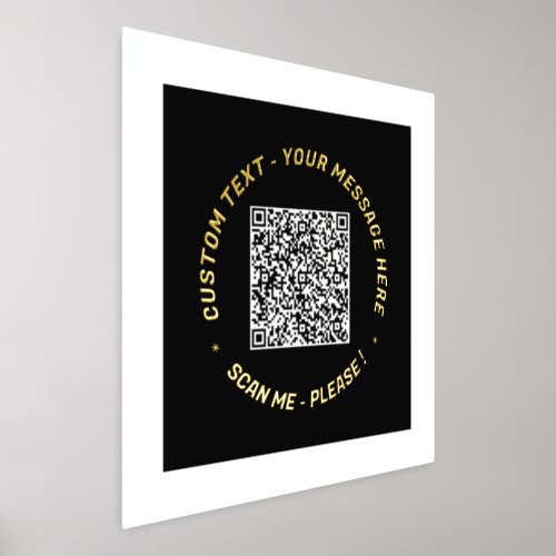 Your QR Code Scan Info Text Black Gold Foil Prints