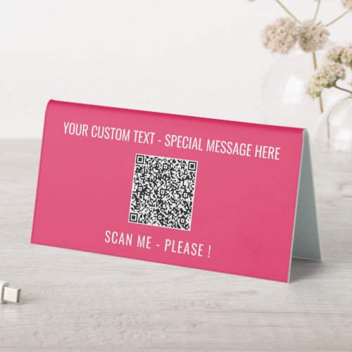 Your QR Code Scan Info Text Colors Table Tent Sign
