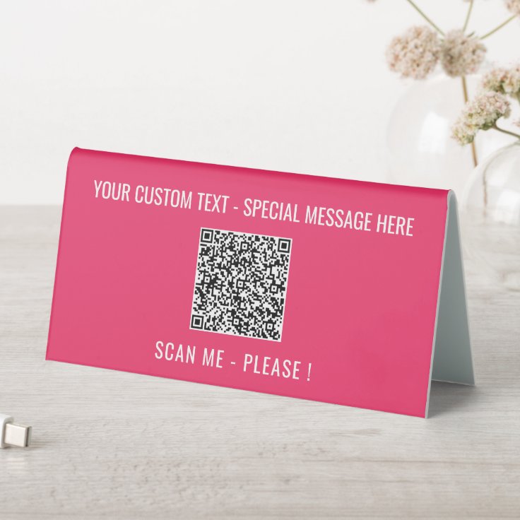 Your QR Code Scan Info Text Colors Table Tent Sign | Zazzle