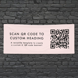 Your QR Code Scan Me Custom Blush Pink 6' Banner