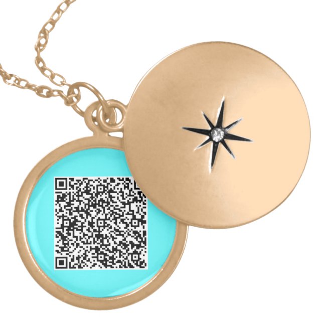 Your QR Code Scan Teal Necklace Gift Custom Color (Front)