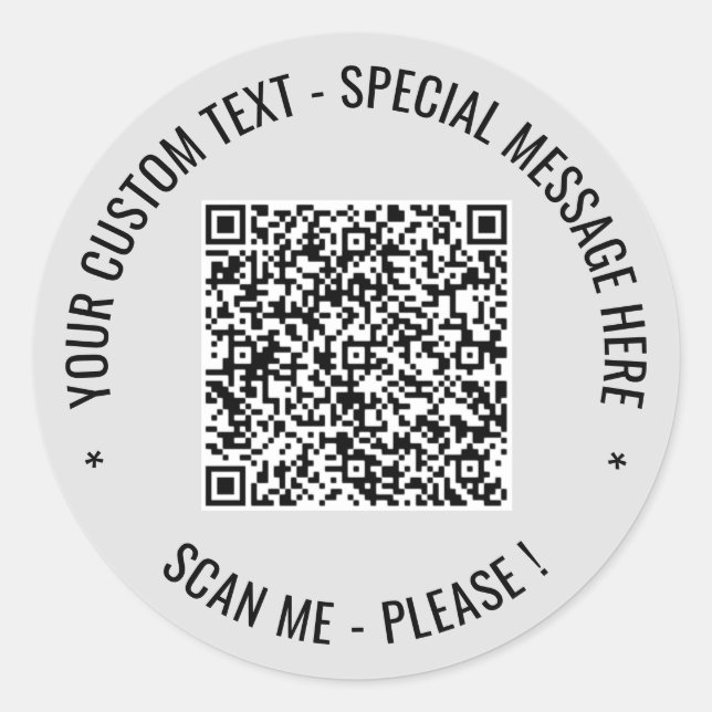 Your QR Code Stickers with Custom Text and Colors (Front)