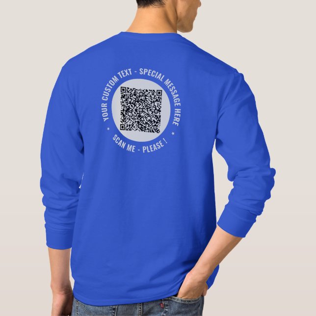 Your QR Code T-Shirt Exampe with Custom Text (Back)