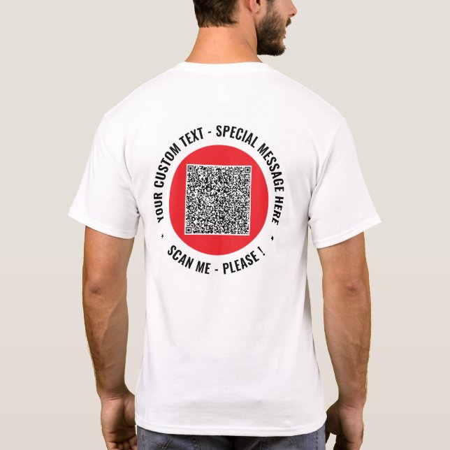 Your QR Code T-Shirt Example with Custom Text (Back)