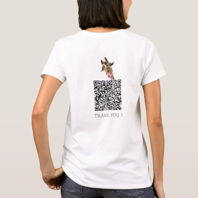 Your QR Code T-Shirt with Funny Giraffe and Text (Back)