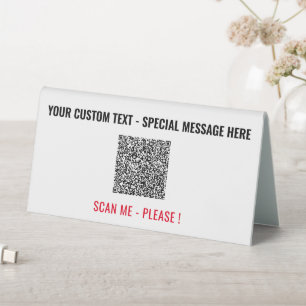Your QR Code Table Sign Example with Custom Text