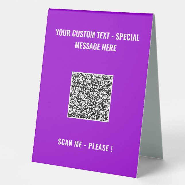 Your QR Code Table Sign Template Personalized Text (Front)
