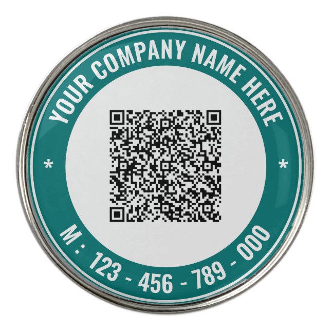 Your QR Code Text Branded Golf Ball Marker Example (Front)