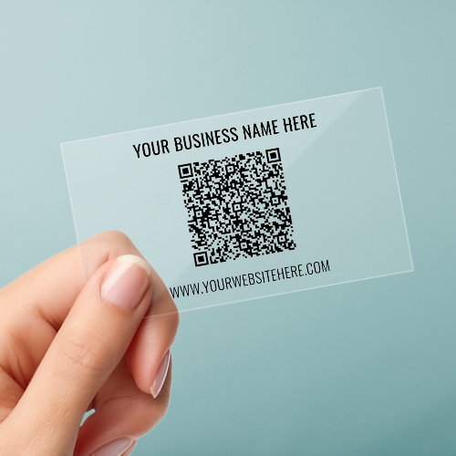 Your QR Code Text Clear Business Cards Template