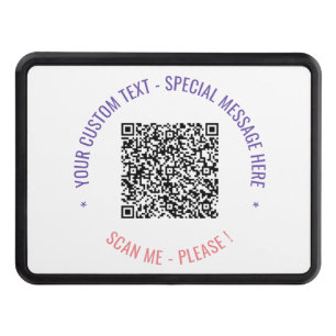 Your QR Code Trailer Hitch Cover Custom Text Color