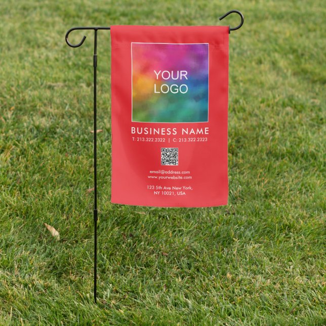 Your QR Code Upload Business Corporate Logo to Garden Flag (In SItu)
