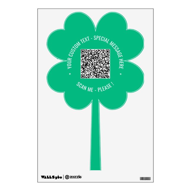 Your QR Code Wall Decal Example with Custom Text (Front)