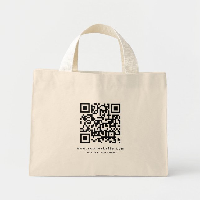 Your QR Code Website Address Upload Logo Template Mini Tote Bag (Front)