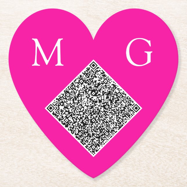 Your QR Code Wedding Heart Paper Coaster Template (Front)