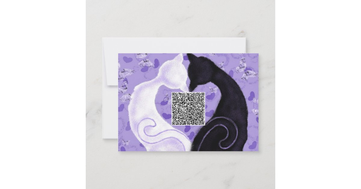 Your QR Code Wish Anniversary Card Cat Couple Love | Zazzle