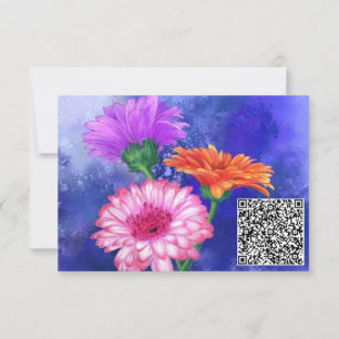 Your QR Code Wish Birthday Card Colorful Gerberas
