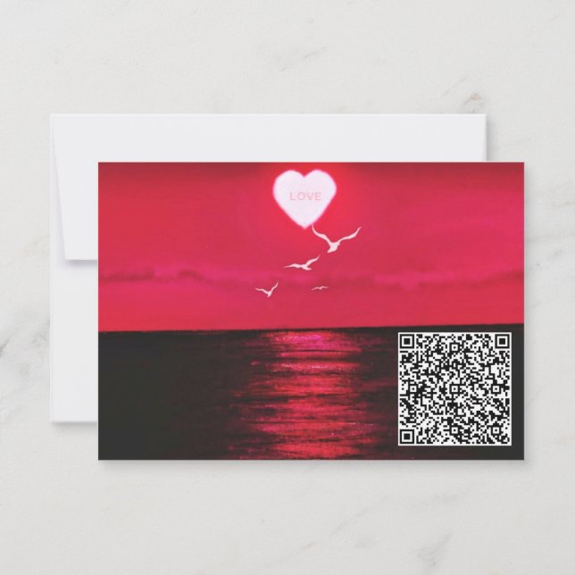 Your QR Code Wish Birthday Card Sea Sunset Love (Back)