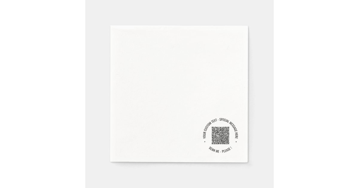 Your QR Code with Custom Text Napkins Template | Zazzle