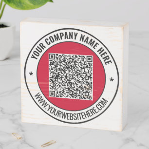 Your QR Code Wooden Box Sign Example Custom Text