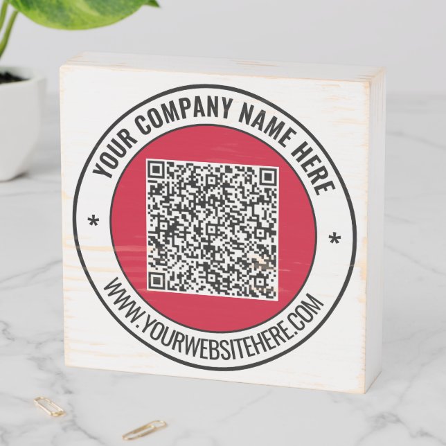 Your QR Code Wooden Box Sign Example Custom Text (In Situ Horizontal)