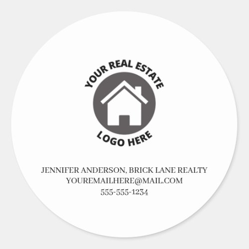 Your Real Estate Logo Here Contact Info   Classic Round Sticker