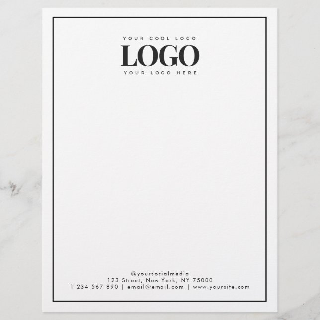Your Rectangle Business Logo Here Minimal Border Letterhead (Front)