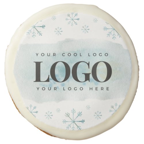 Your Rectangle Business Logo Snowflake Winter Sugar Cookie