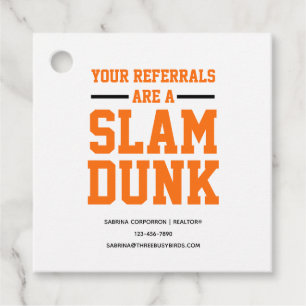 Your referrals are a slam dunk with contact detail favor tags