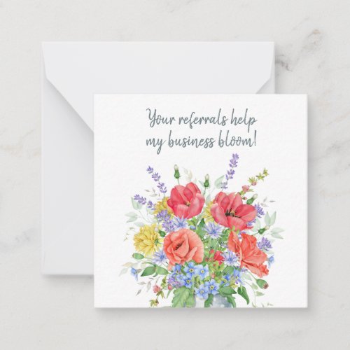 Your Referrals Help my Business Bloom Referral Note Card
