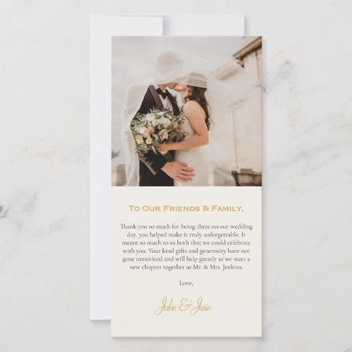 Your romantic wedding photo thank you card