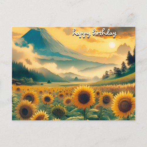 Your Roses vintage retro happy birthday sunflowers Postcard