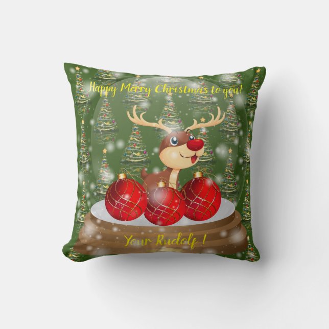 Your Rudolf Throw Pillow (Front)