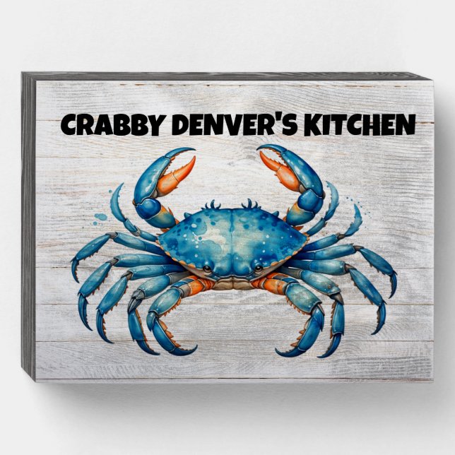 Your Rustic Crab Wooden Box Sign (Front Horizontal)