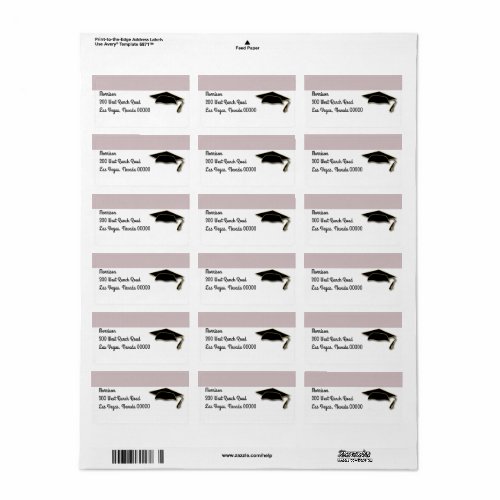 Your School Color Black Graduation Cap Monogram Label