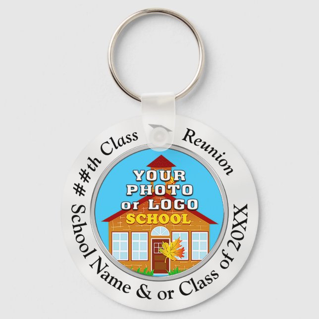 Your School Photo Personalized Class Reunion Gifts Keychain (Front)